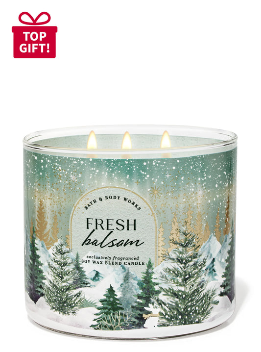 Bath and Body Works Candela de 3 Mechas Fresh Balsam