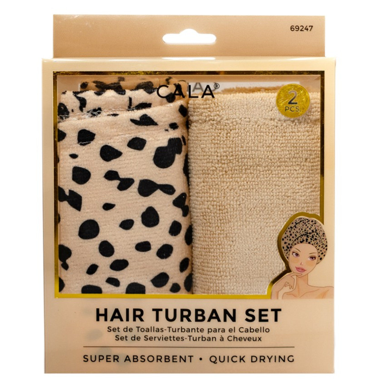 Cala Juego de gorro de ducha y turbante para el cabello