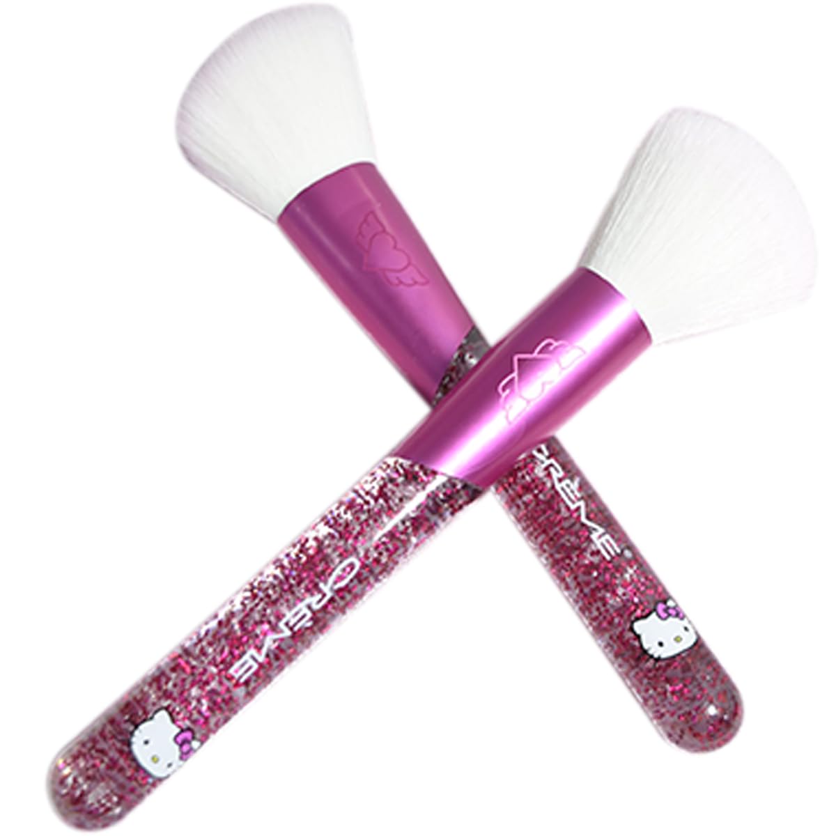 The Creme Shop Hello Kitty Luv Wave Brush Collection - Brochas de maquillaje versátiles y suaves como la seda - Sombrador preciso, brocha de mezcla, detallador en ángulo, cepillo para rubor, cepillo