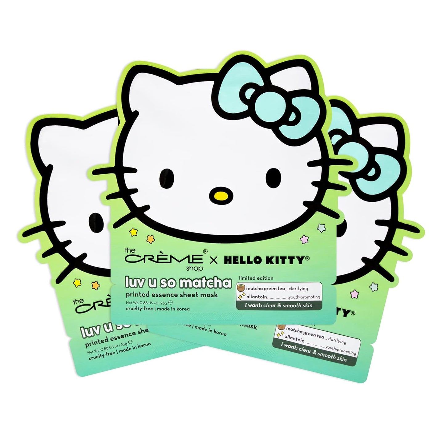 The Crème Shop x Hello Kitty Luv U So Matcha - Máscara de hoja impresa (3 unidades)