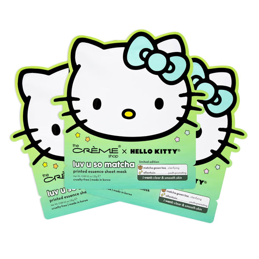 The Crème Shop x Hello Kitty Luv U So Matcha - Máscara de hoja impresa (3 unidades)