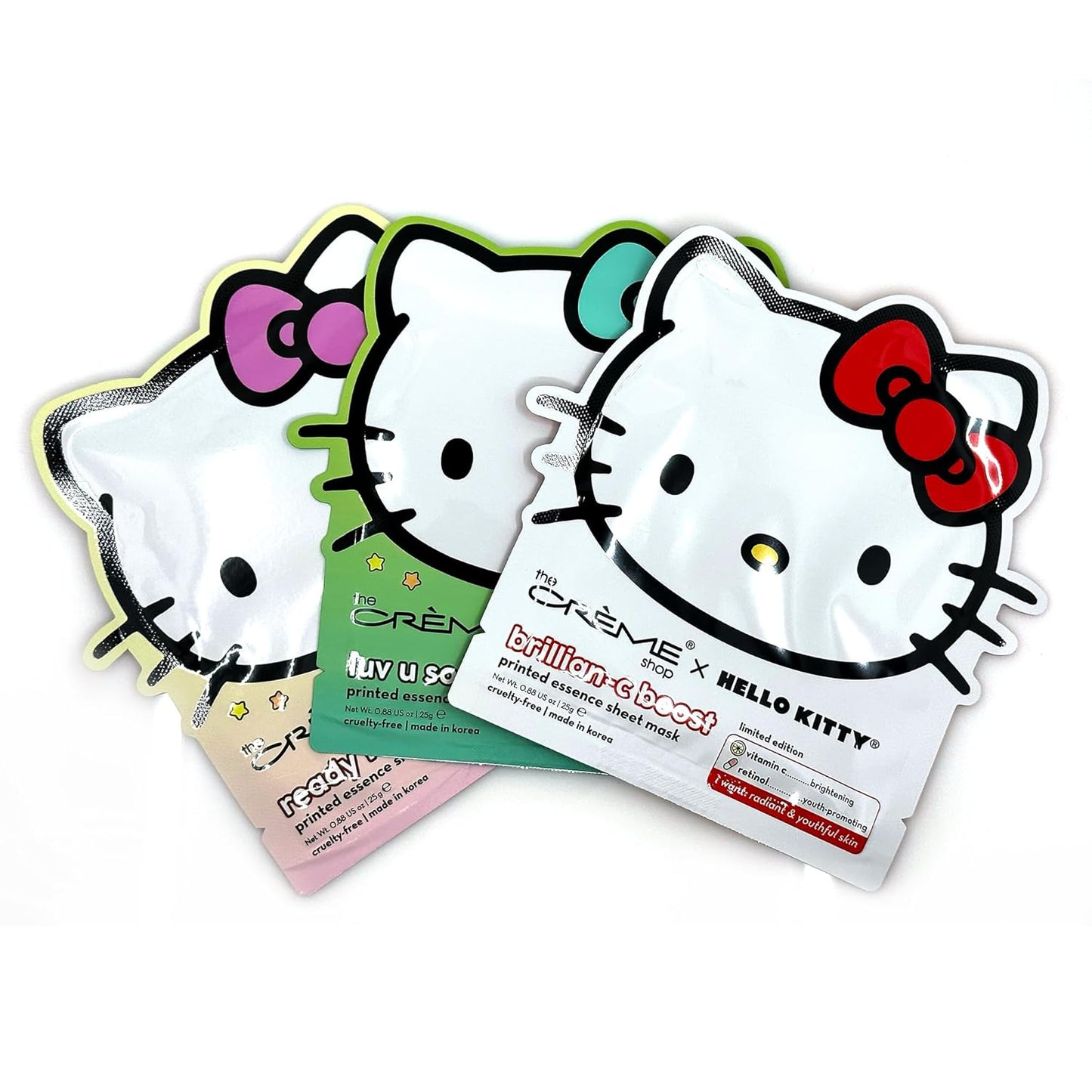 The Crème Shop Hello Kitty Daily Skinsuperstars - Juego de cuidado de la piel coreano, hojas de máscara facial, parches debajo de los ojos (6 unidades)