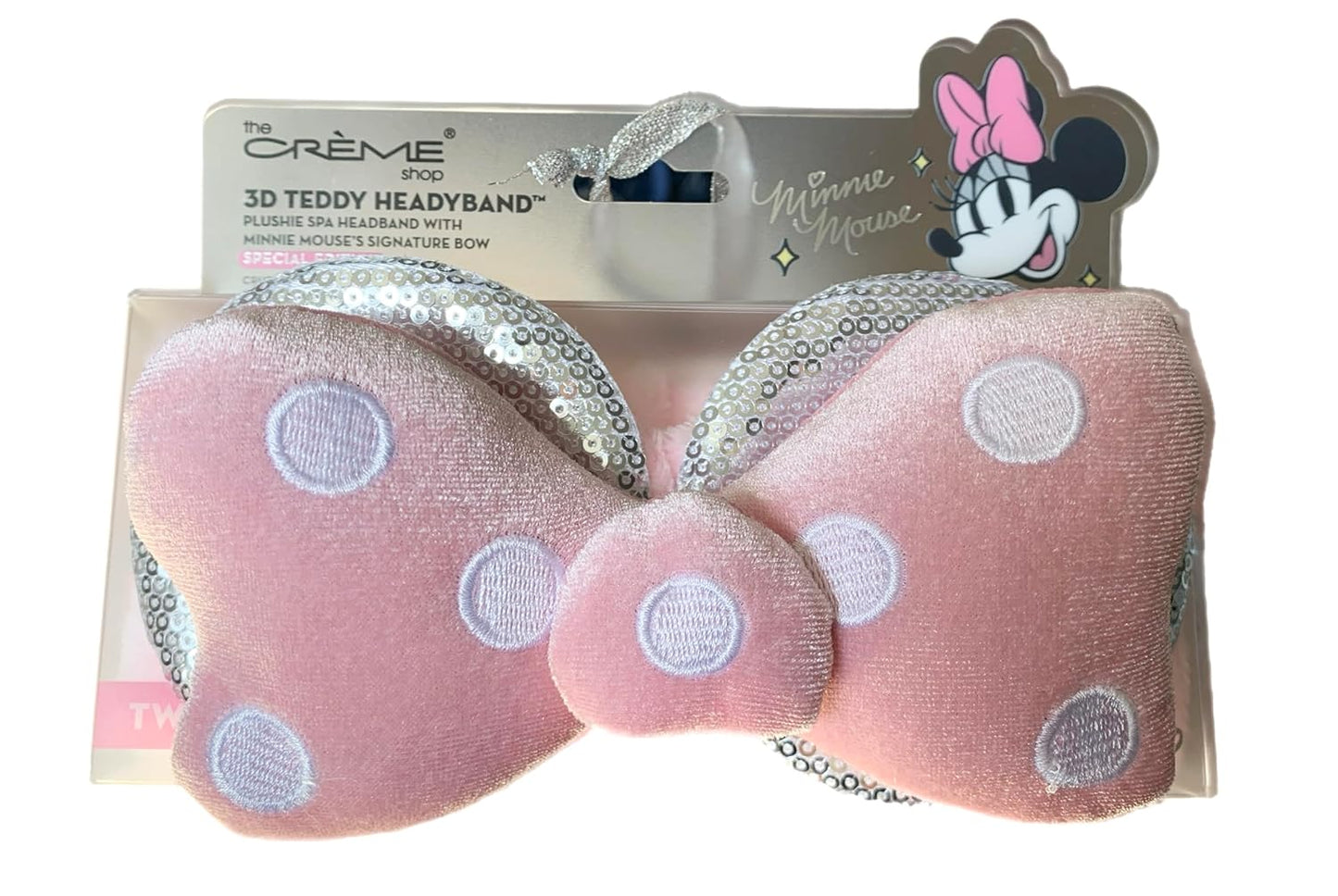 The Crème Shop | Disney: Diadema Minnie Mouse 3D Teddy Headyband en rosa centelleante - Edición especial