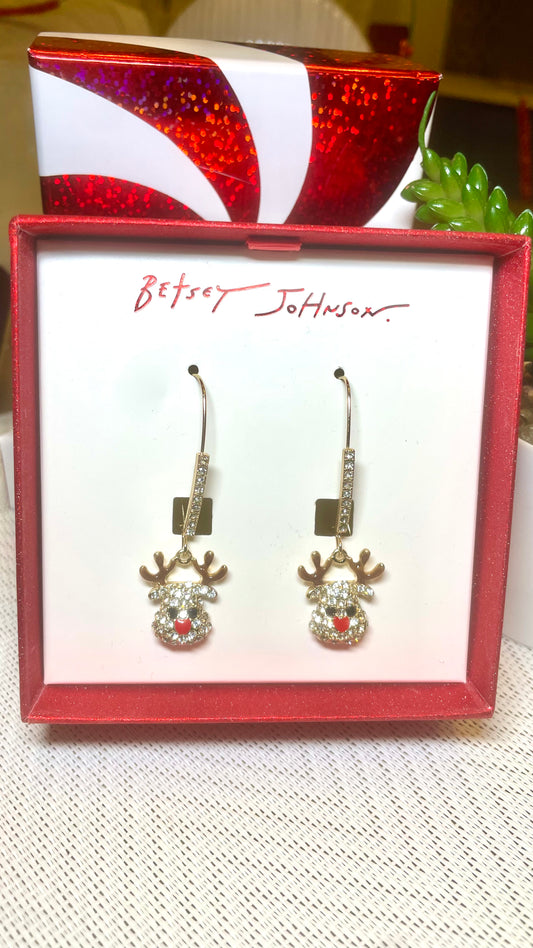 Aretes Betsey Johnson Reno Navideño